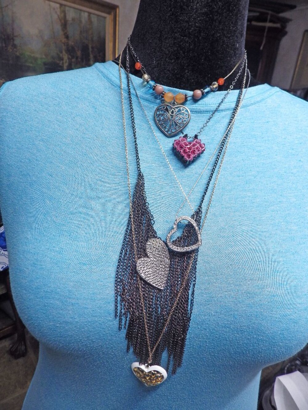 Heart Lot of Necklaces 5 pieces 720G2